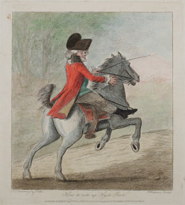 Henry William Bunbury, after. How to ride up Hyde Park. Colored engraving. 1786.