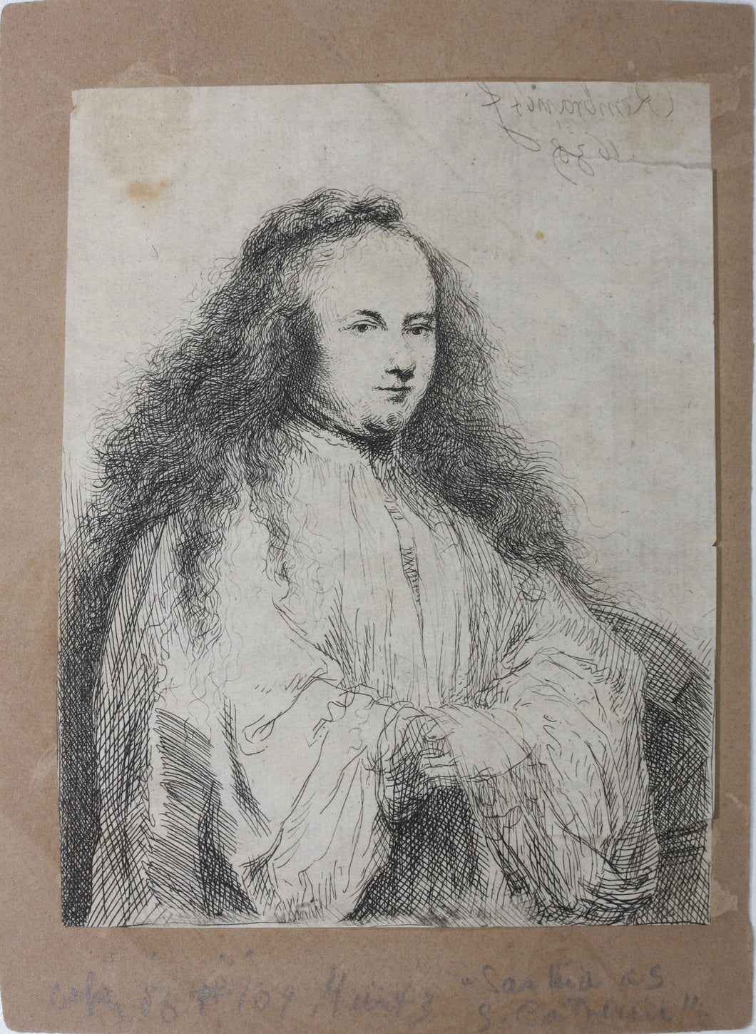 Rembrandt, after. The little Jewish bride. (Saskia as St Catherine). Etching by Ignace Joseph de Claussin. 1807.