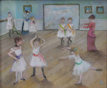 Load image into Gallery viewer, In the manner of Degas. Ballet lesson. Girls in a ballet class. Oil on canvas. Signed monogram C R. 20th century.
