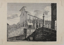 Load image into Gallery viewer, Luigi Rossini. Veduta di fianco del Campidoglio di Roma. Etching. 1819.
