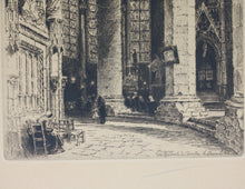 Load image into Gallery viewer, Charles Pinet. Interior of the Chartres Cathedral. Etching. 1920th.
