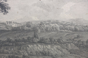 Philipp Jakob Hackert, after. View of the Temples of Juno Lucina of the Concordia of Hercules and of Jupiter Olympien at Girgenti. Engraving by François Morel. 1783.