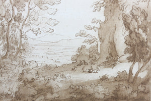 Claude Lorrain, after. Landscape with Cupid and Psyche. Etching by Richard Earlom. 1776.