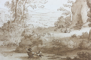 Claude Lorrain, after. Landscape with Cupid and Psyche. Etching by Richard Earlom. 1776.