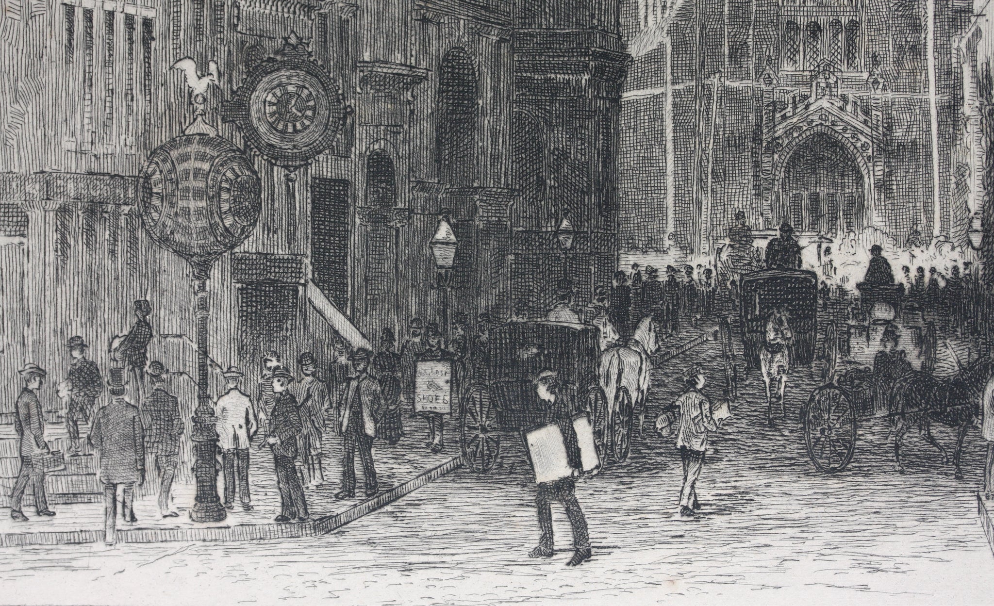 Frank M. Gregory. Old Trinity and Wall Street. Etching. 1885–86 