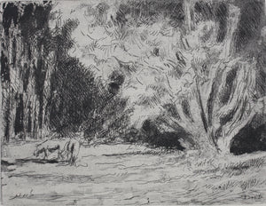 Maximilien Luce. Landscape with Cows. Etching. c. 1910.